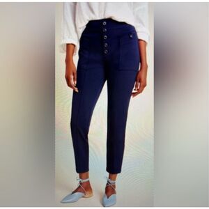 Anthro Bryson navy tapered multi button business casual pants